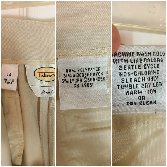 TALBOTS stretch khaki tan beige cuffed business suit is pants with belt loops - Picture 5 of 5